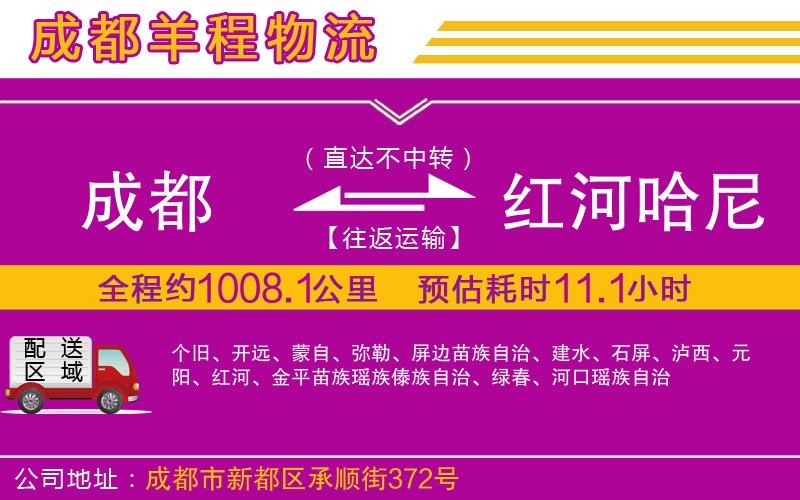 成都到紅河哈尼族彝族自治州專線