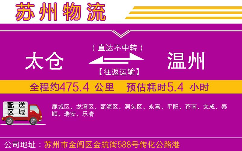 太倉到溫州物流公司