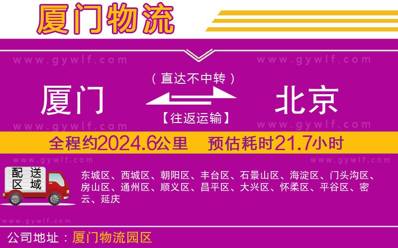廈門到北京物流公司