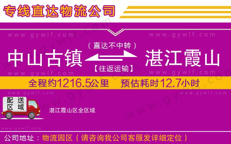 中山古鎮(zhèn)到湛江霞山區(qū)物流公司