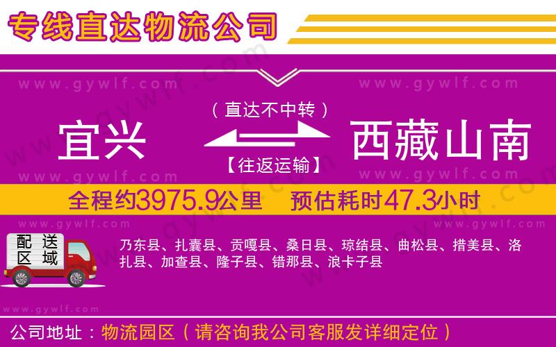 宜興到西藏山南地區(qū)物流公司