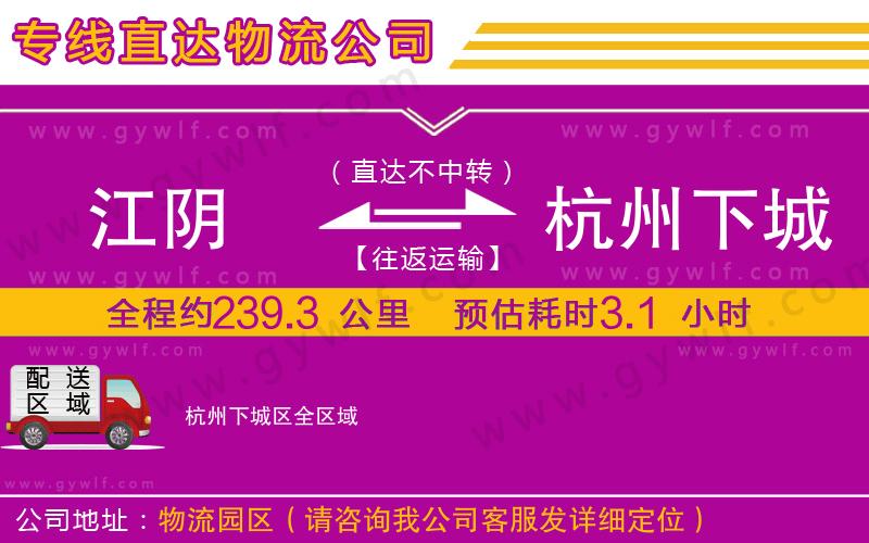 江陰到杭州下城區(qū)物流公司