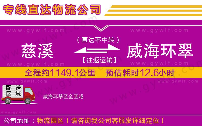慈溪到威海環(huán)翠區(qū)物流公司