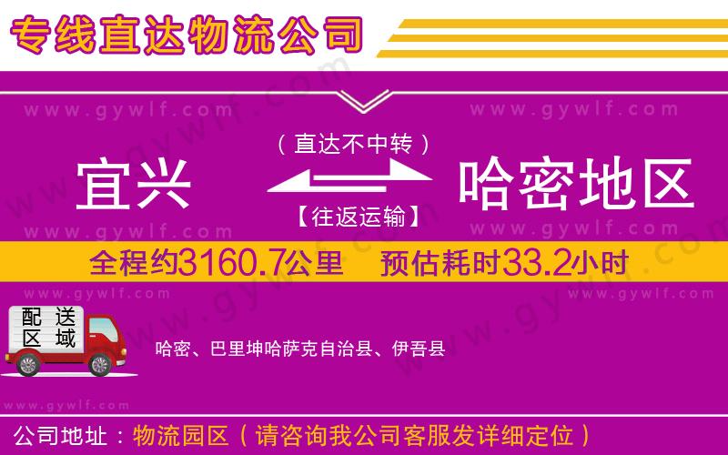 宜興到哈密地區(qū)物流公司