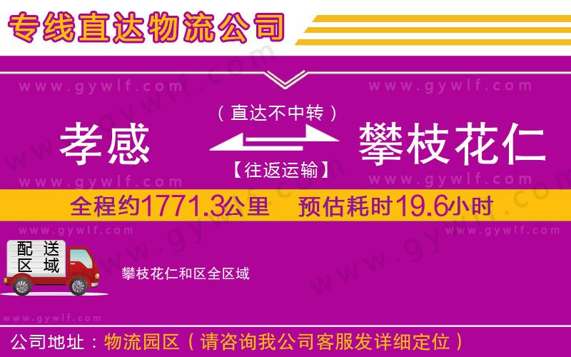 孝感到攀枝花仁和區(qū)物流公司