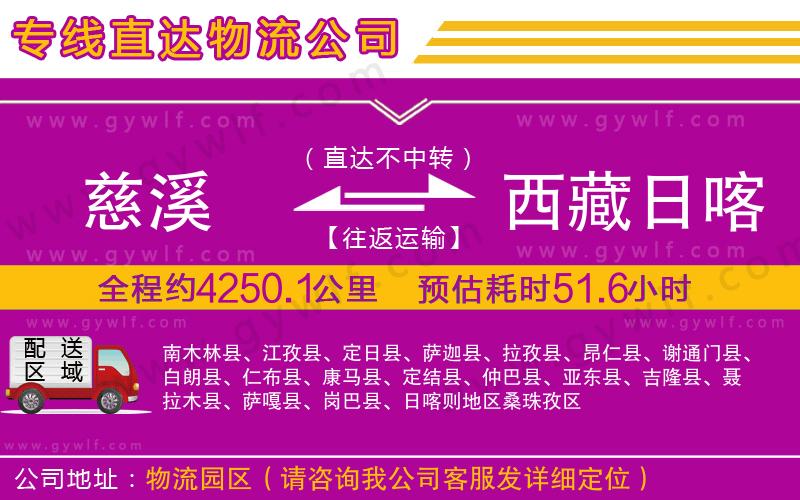 慈溪到西藏日喀則地區(qū)物流公司