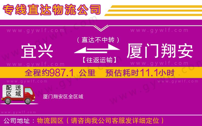 宜興到廈門翔安區(qū)物流公司