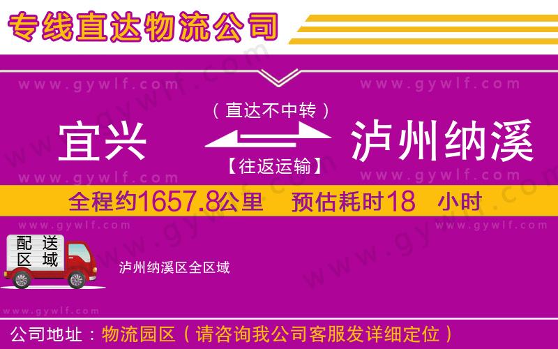 宜興到瀘州納溪區(qū)物流公司