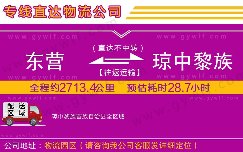 東營到瓊中黎族苗族自治縣物流公司