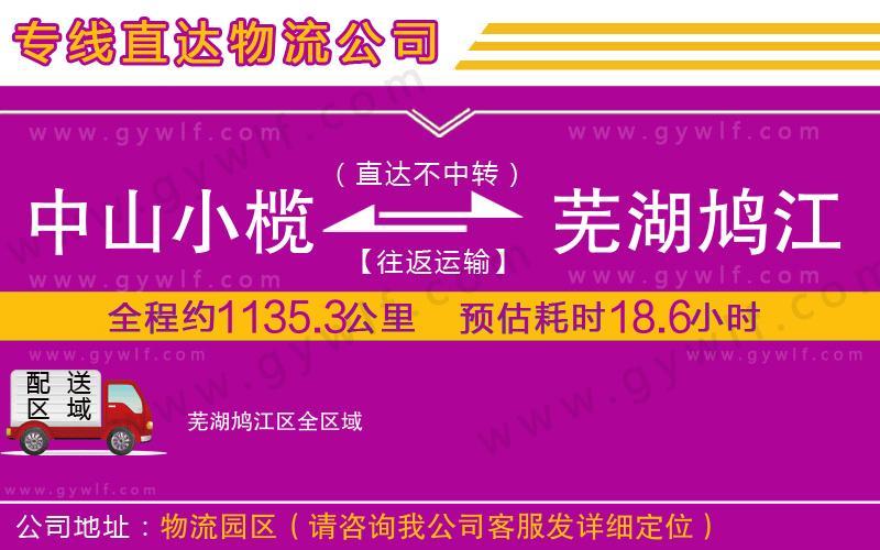 中山小欖到蕪湖鳩江區(qū)物流公司