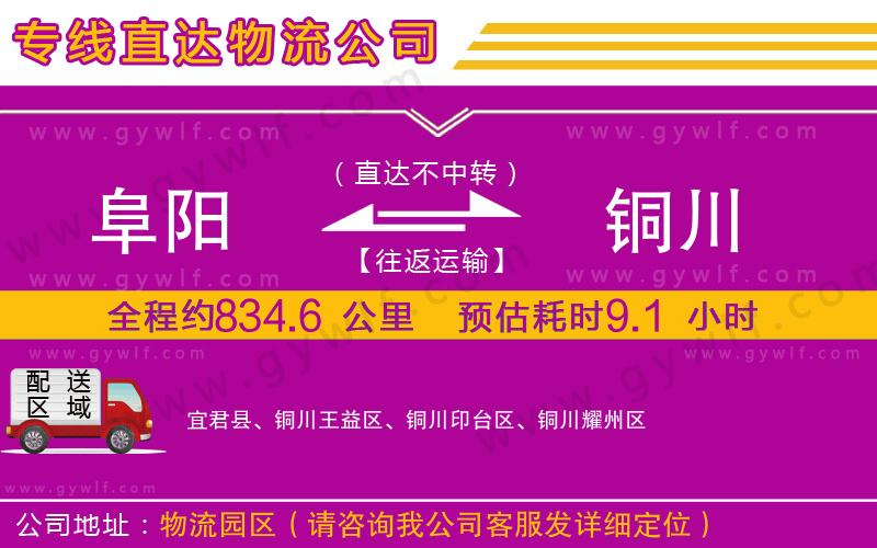 阜陽(yáng)到銅川物流公司