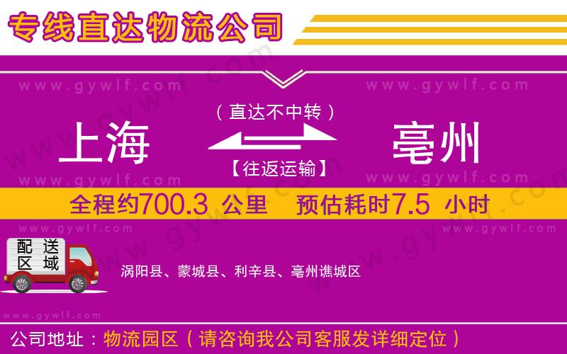 上海到亳州貨運(yùn)專線