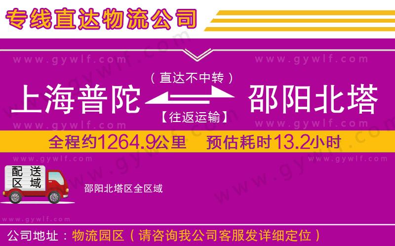 上海普陀區(qū)到邵陽北塔區(qū)物流公司