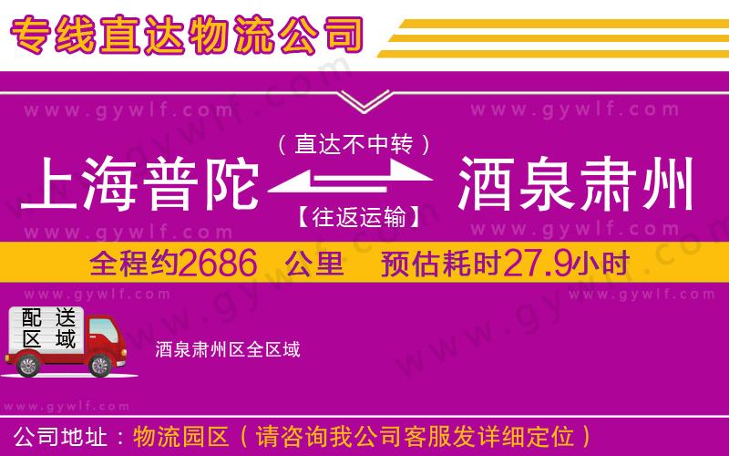上海普陀區(qū)到酒泉肅州區(qū)物流公司