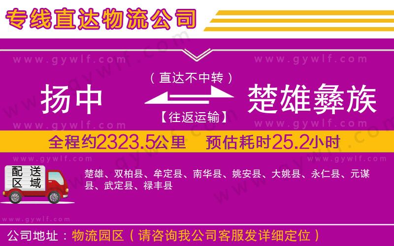 揚中到楚雄彝族自治州物流公司