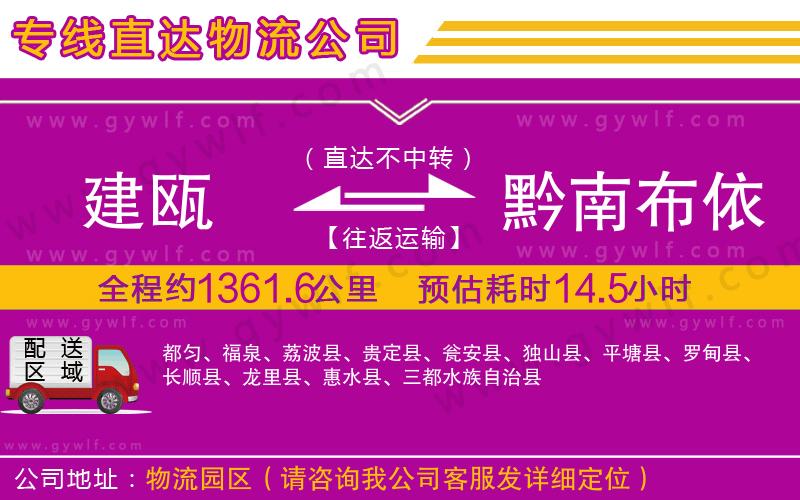 建甌到黔南布依族苗族自治州物流公司