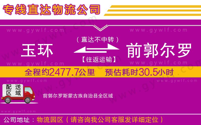 玉環(huán)到前郭爾羅斯蒙古族自治縣物流公司